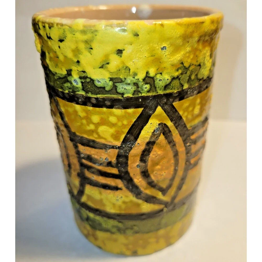 Signed Livia Gorka Mid Century Modern Hungarian Studio Pottery Vase Cup MCM
